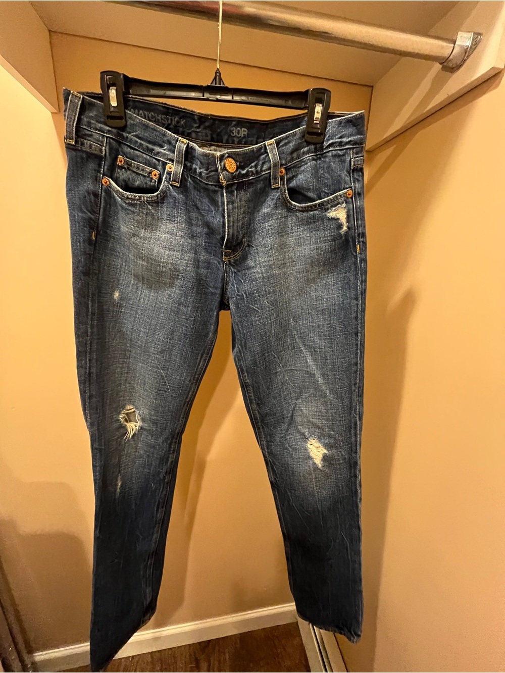 J. Crew Dark Blue Distressed Skinny Jeans